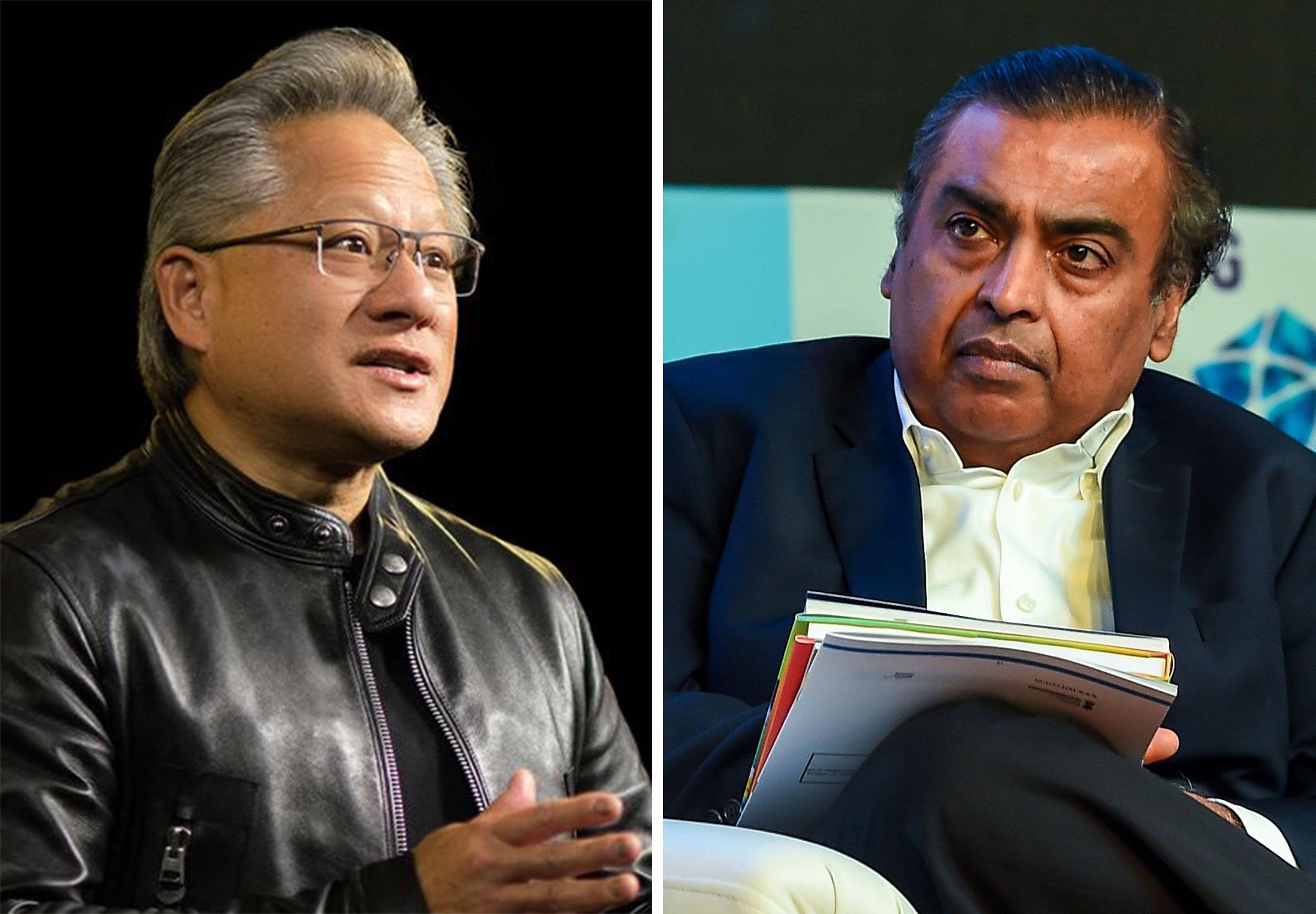 Mukesh Ambani Mark Zuckerberg Reliance Industries Meta Jensen Huang Nvidia 