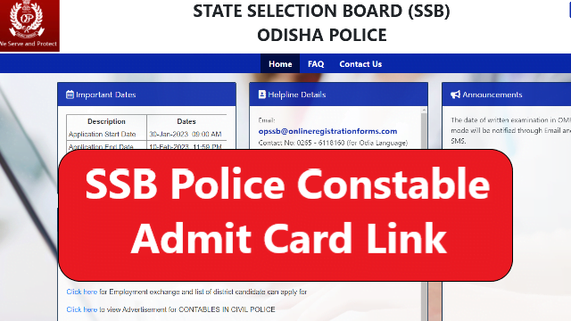 Odisha Police Constable Admit Card 