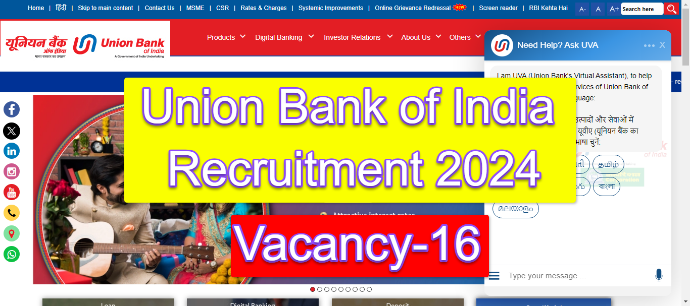 Union Bank of India 2024 Kerala 