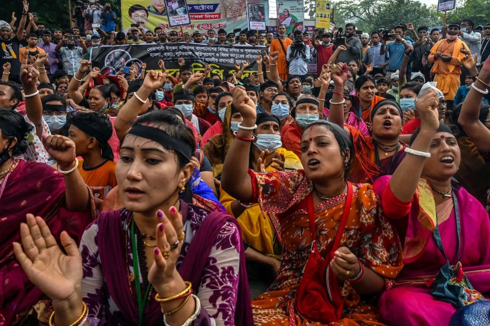 Bangladesh Hinduism India Sheikh Hasina Protest 